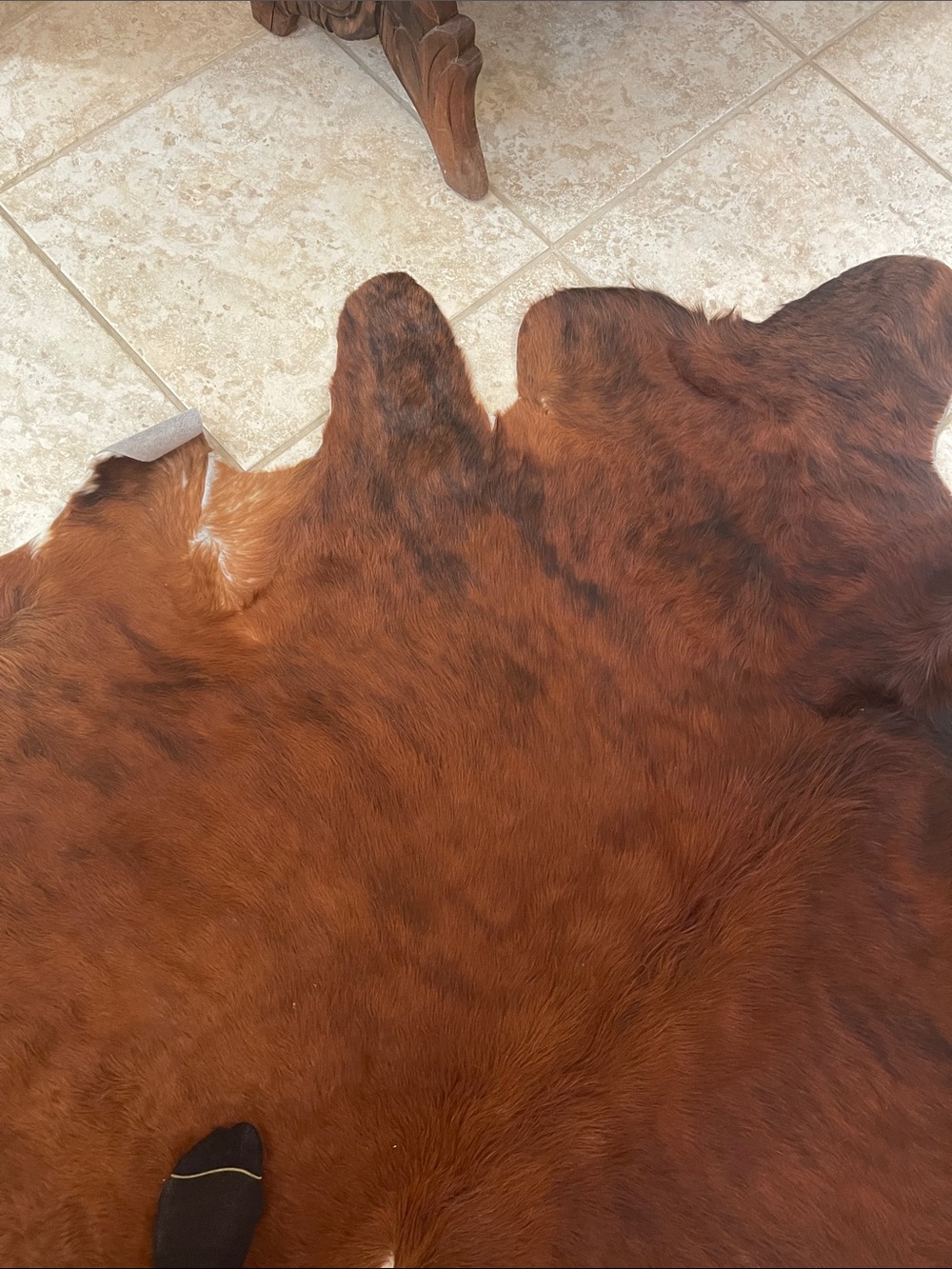 Brown Natural Cowhide Rug 85x77 xxl cowhide rug. - Picture 7 of 10